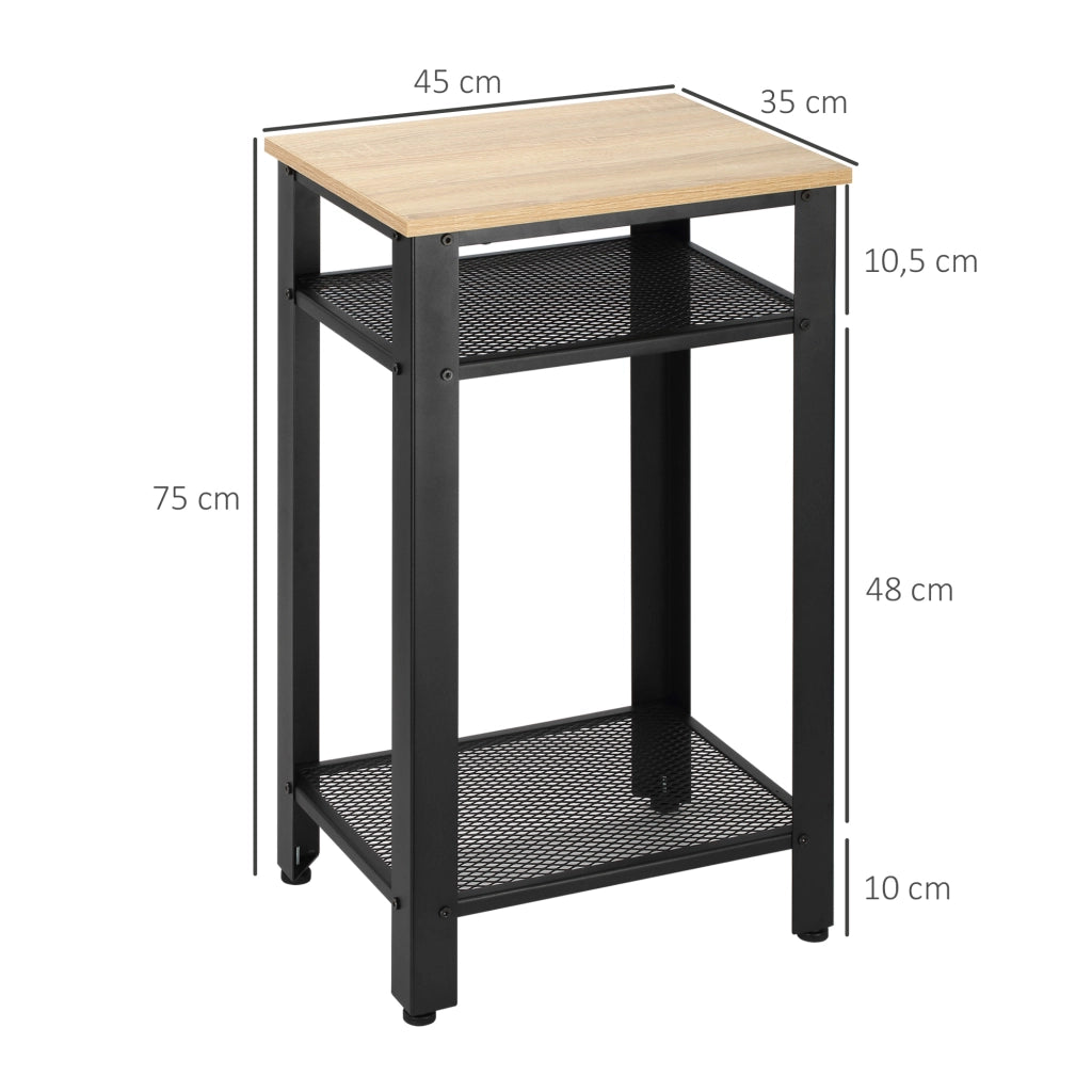 Tavolino da salotto industriale ¨C Xylo ¨C 2 ripiani metallo nero legno rovere 45x35x75cm