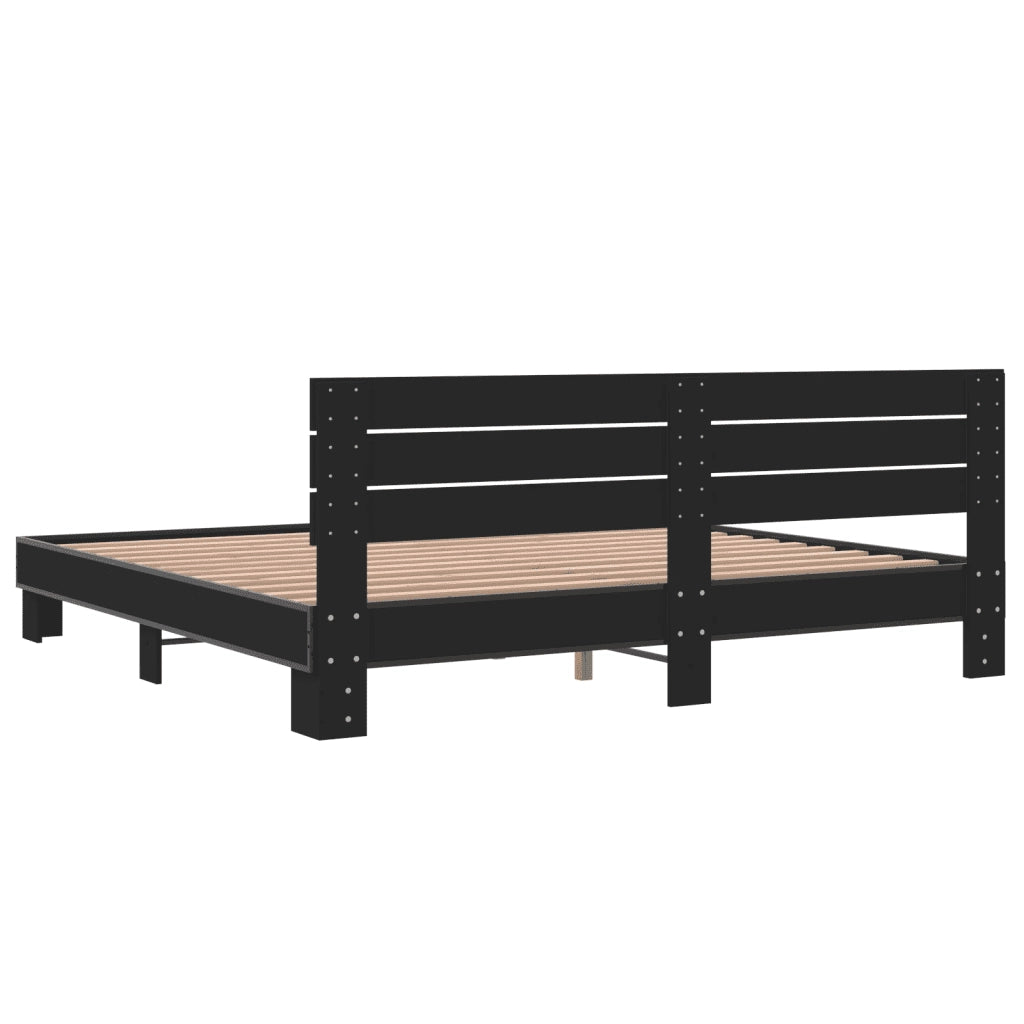 Giroletto Nero 200x200 cm in Legno Multistrato e Metallo 3280127