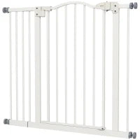 Cancellino per Cani Regolabile da 74-94 cm con Estensione, Montaggio a Pressione, Bianco
