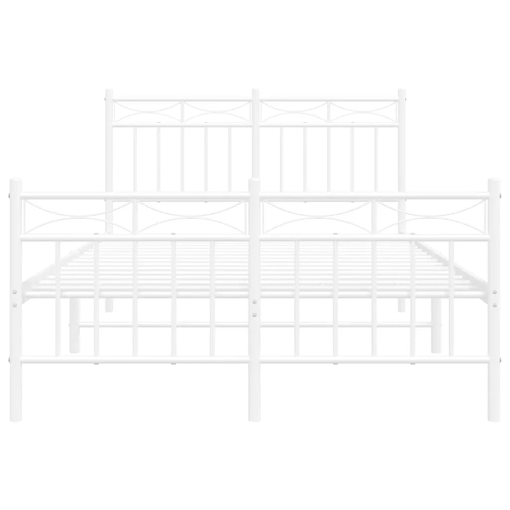 Giroletto con Testiera e Pediera-Struttura Letto Metallo Bianco 120x200 cm 976796
