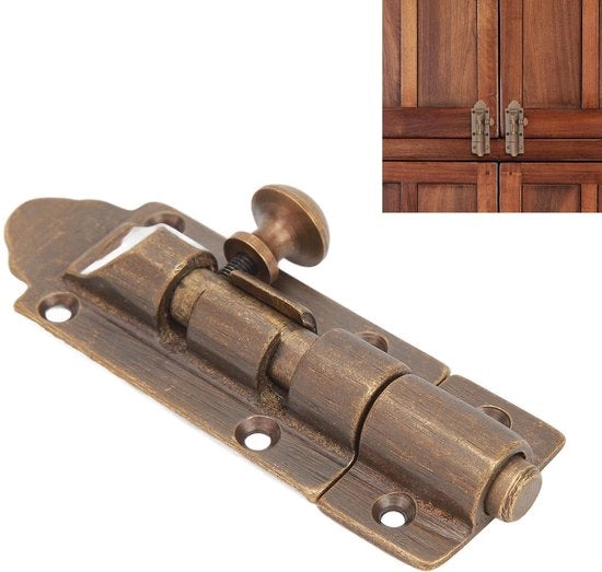Chiusura automatica per porte in stile antico con maniglia in ottone - Incluso kit di viti - Sicurezza per bambini - Disegno elegante vintage - Chiusura per porta con slot