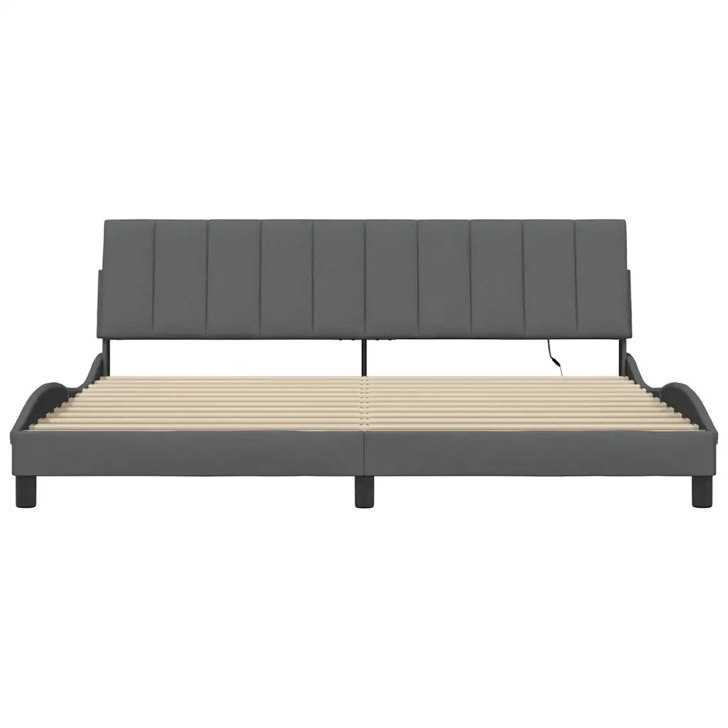 Giroletto senza Materasso Hanko Grigio Scuro 200x200 cm Tessuto