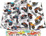 Pacco Regalo Monster Trucks - 4 Fogli 50x70cm - Carta da Regalo Festa - Carta da Pacco Ragazzi - Carta da Pacco Bambini - Disegno Creativo