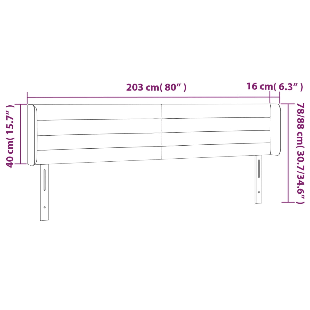 Testiera a LED-Testata con LED Crema 203x16x78/88 cm in Tessuto 862262