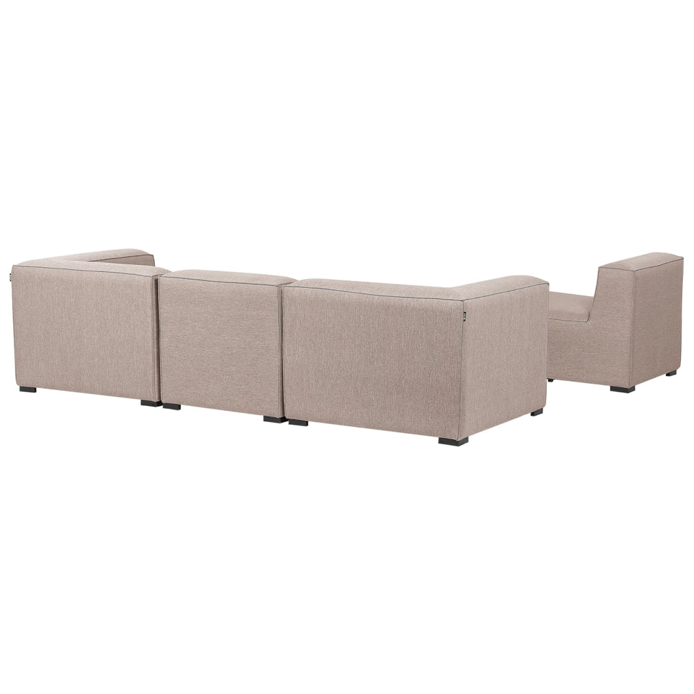 Set divano ad  per interni ed esterni Rivestimento in tessuto beige salotto da giardino ottomana