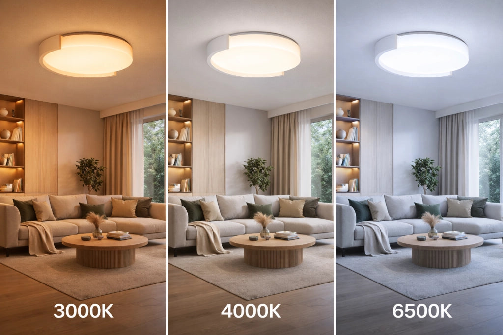 Plafoniera Tonda LED 60W Dimmerabile con Telecomando, Luce Calda Fredda e Naturale Selezionabili, 4800 Lumen, Design Moderno Bianco, Luce Soffitto Interno