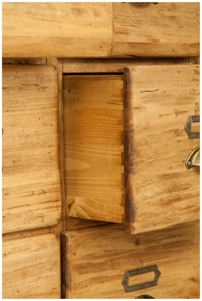 Biscottini Mobile farmacia in legno massello di tiglio finitura naturale L284xPR40xH220 cm . Made in Italy