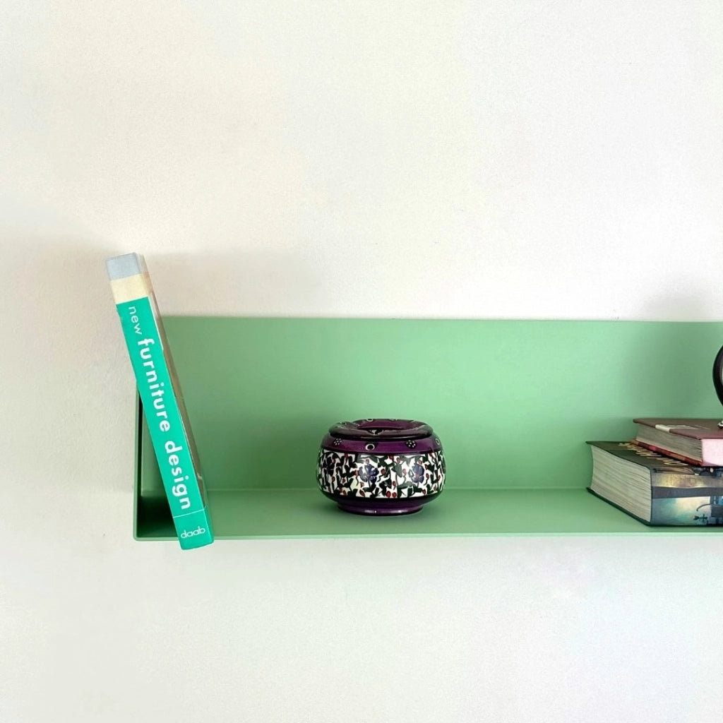 ZOI LINE180 Mensola 50 cm in Acciaio Verniciato 1,5 mm con Schiena 12 cm – Ripiano da Parete Moderno per Cucina, Bagno, Ingresso e Soggiorno Colore Mensole: Verde Acqua