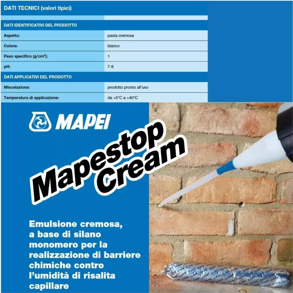 Mapei mapestop cream barriera chimica umidità risalita 600ml