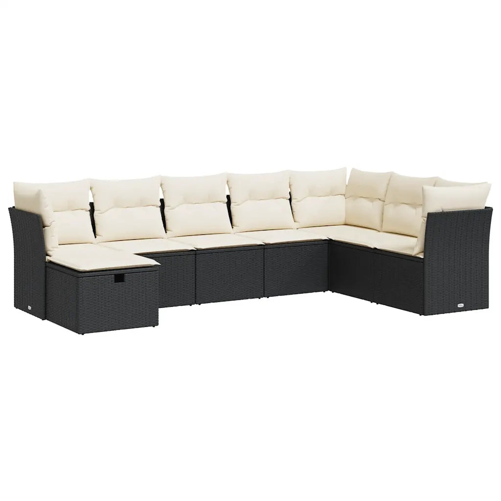 Set Divani da Giardino con Cuscini 8 pz Nero in Polyrattan 3325332