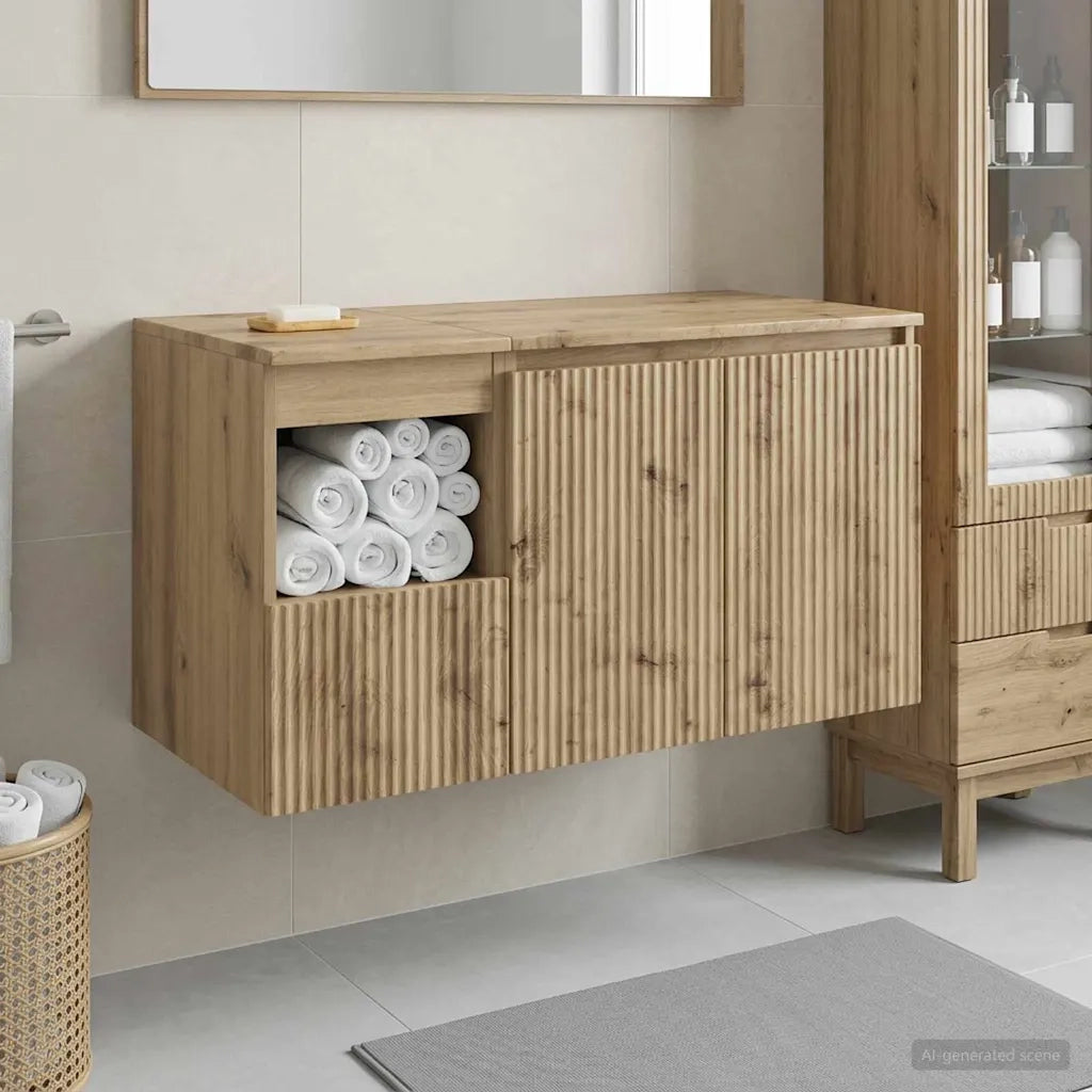 Set di mobili per il bagno 2 pz Rovere Artigianale 3404123