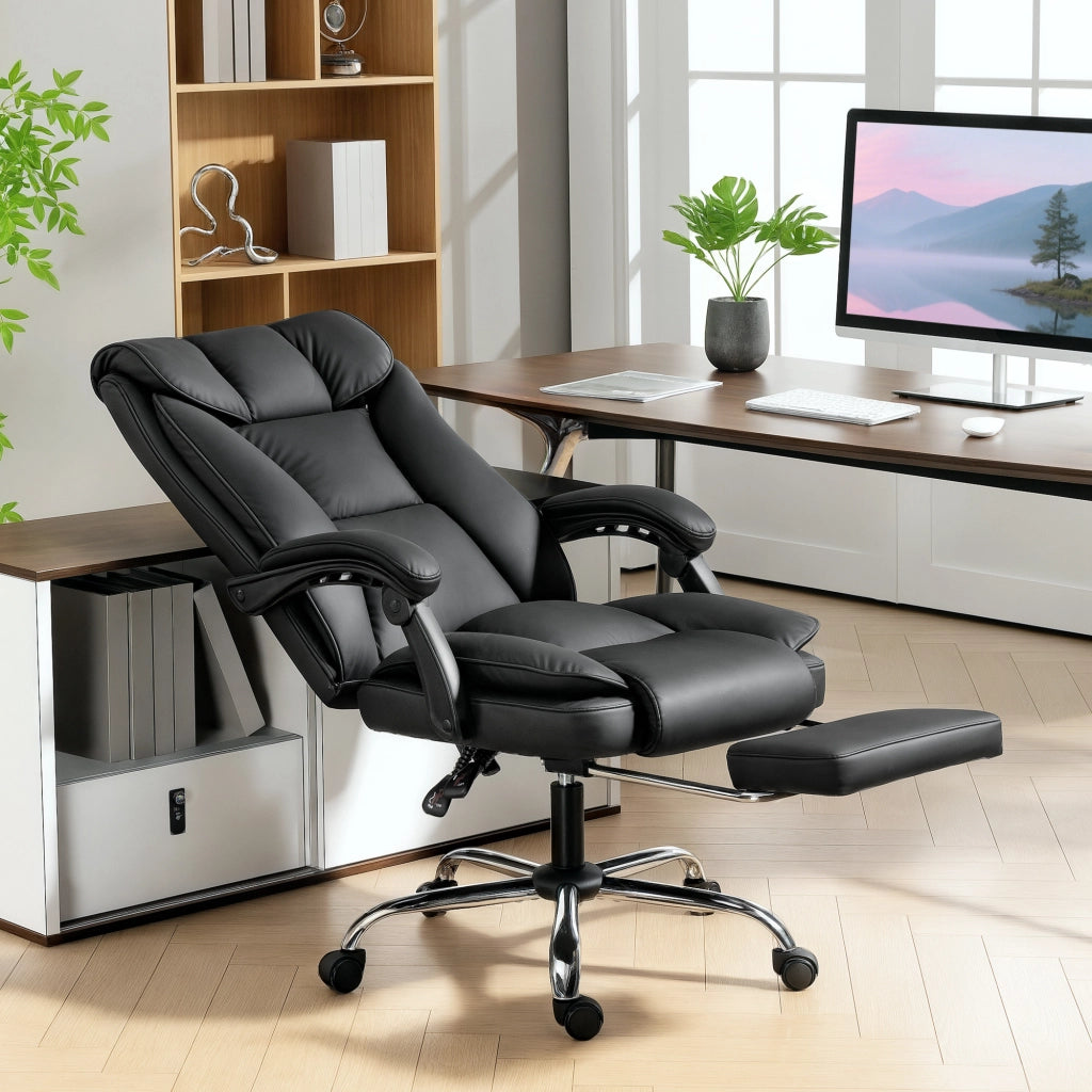 Sedia da ufficio ergonomica reclinabile con poggiapiedi ¨C zephmum ¨C nero