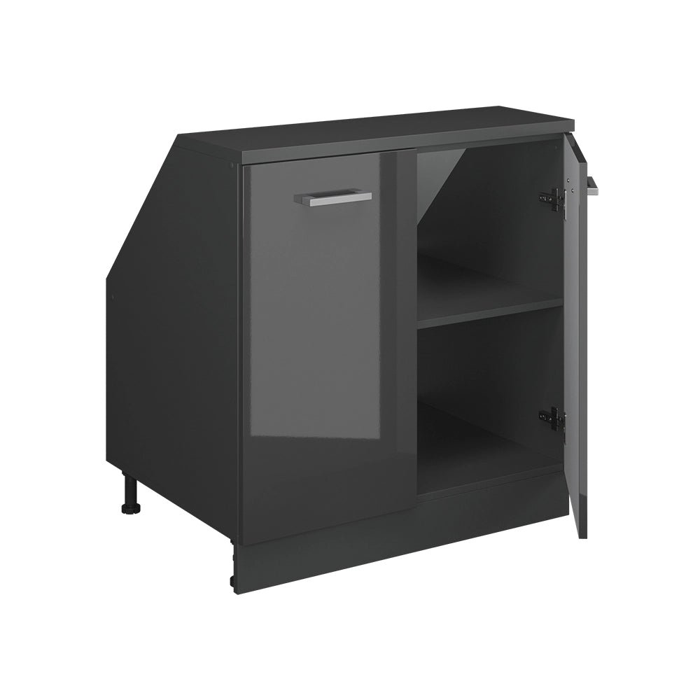Mobile sottotetto Rion Antracite lucido/Antracite 80 x 83.8 cm con 2 porte, carcassa 60 cm profondità Vicco
