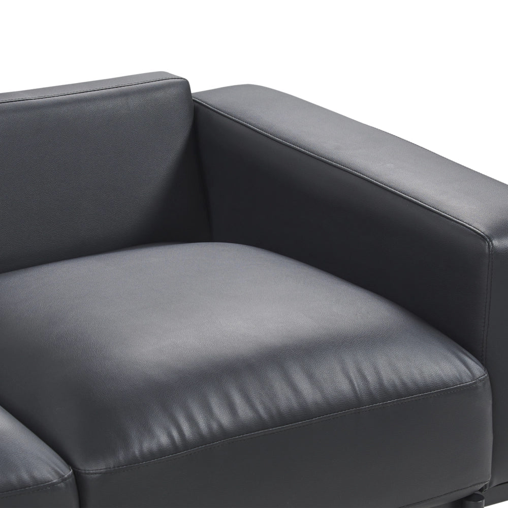 Divano nero in ecopelle gambe in metallo 156 x 87 x 72 cm 2 posti divano classico salotto moderno