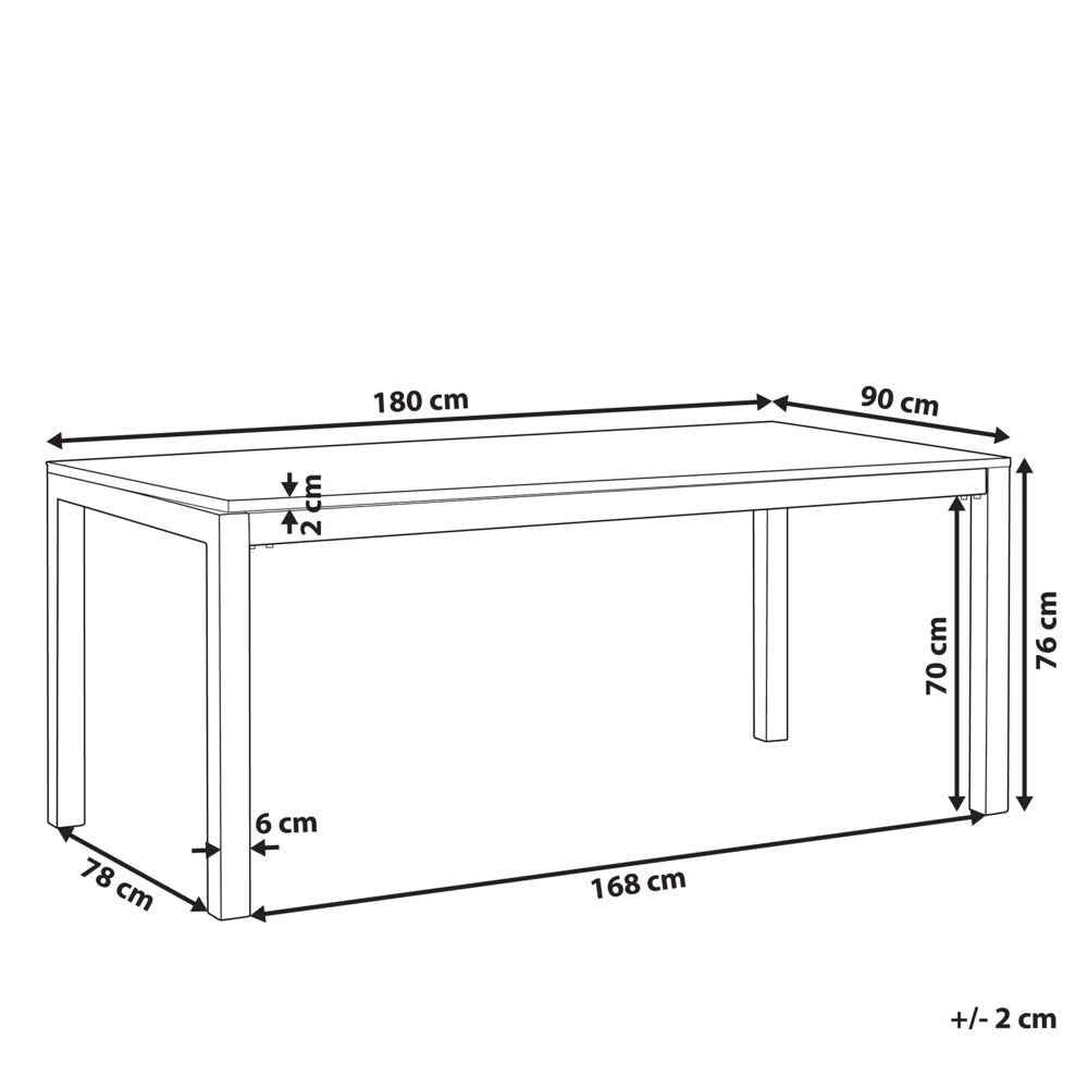 Tavolo da riunione da 6 posti per ufficio piano in granito struttura in acciaio 180 x 90 cm nero stile moderno per ufficio