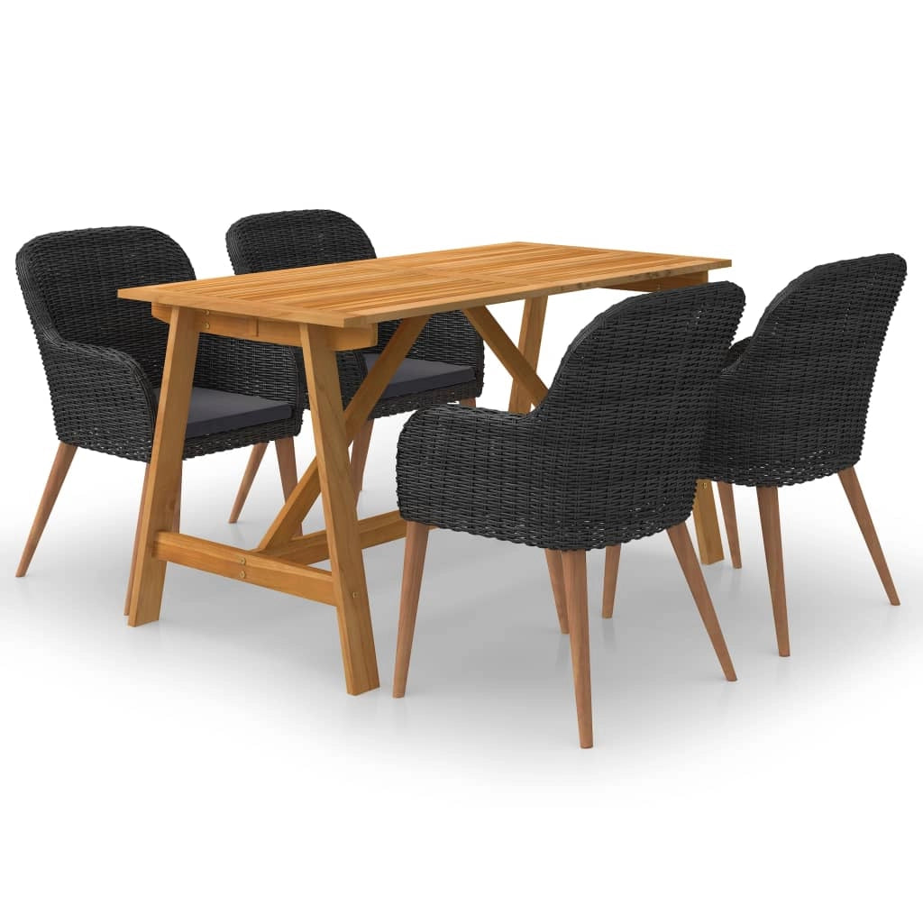 Set da pranzo da giardino mobili da esterno 5 pezzi nero 02_0013882