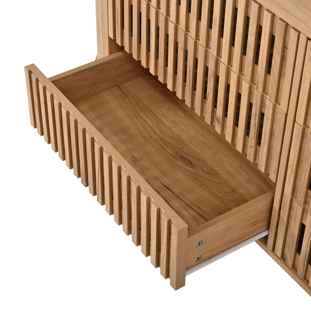 Sideboard 160x40x70 cm con 6 cassetti in MDF naturale