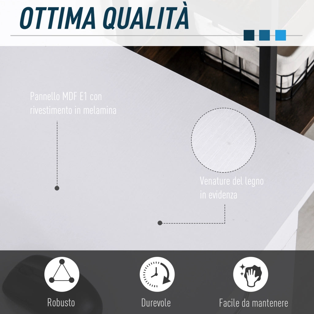 Scrivania PC Ergonomica con Cassetto e Mensole ¨C Zephmum ¨C Bianco 120x60x74 cm