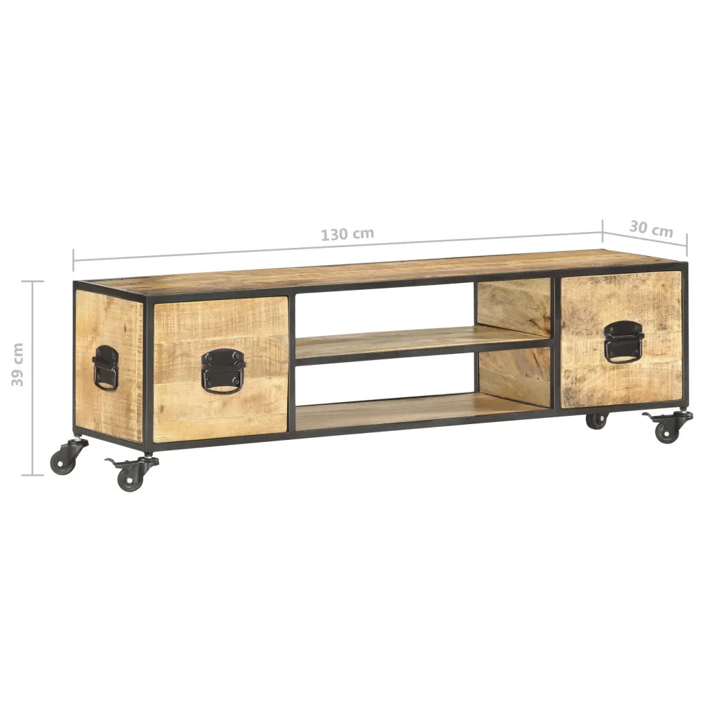 Mobile Porta TV-Credenza per TV 130x30x39 cm in Legno Massello di Mango