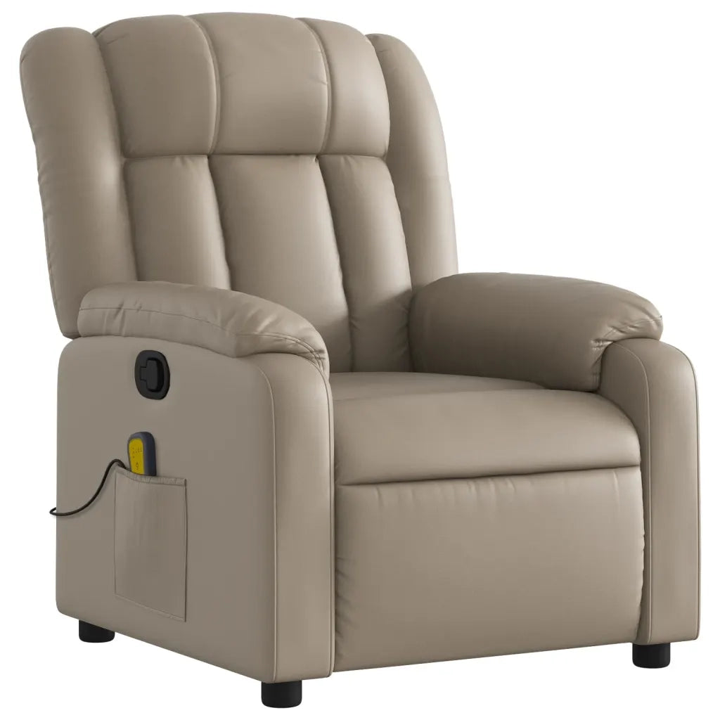 Poltrona Massaggiante | Sedia Relax Reclinabile cappuccino in Similpelle