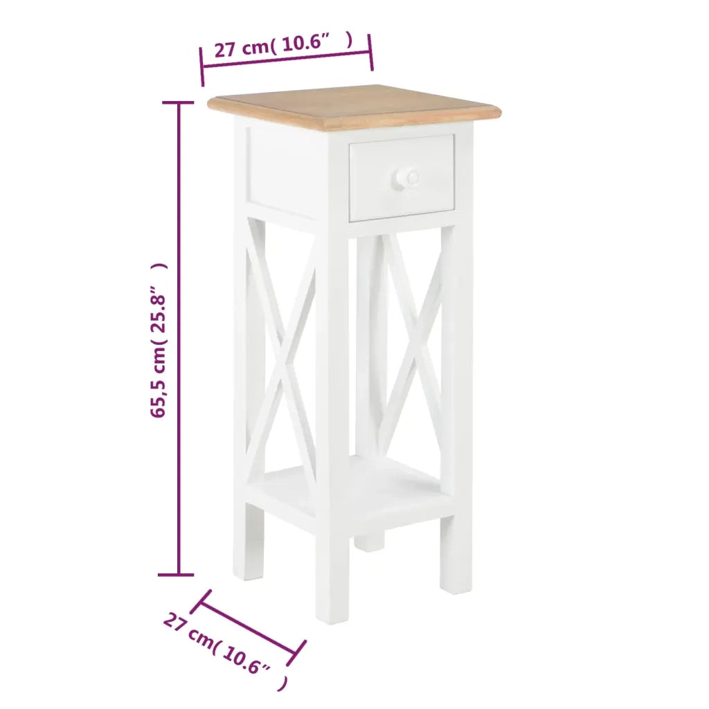 280057 Tavolino Laterale Bianco 27x27x65,5 cm in Legno cod mxl 18719