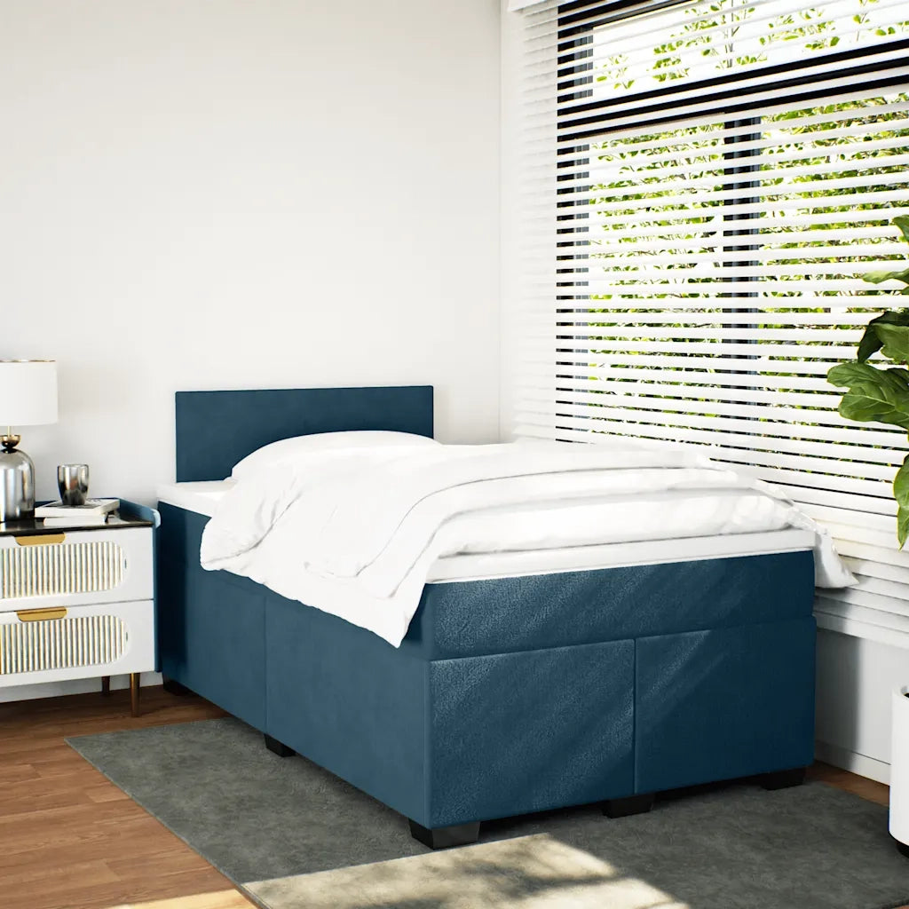 Giroletto a Molle con Materasso Blu Scuro 120x190 cm in Velluto