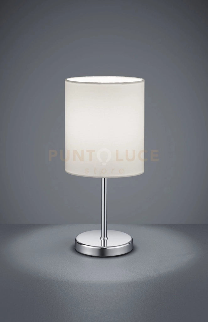 JERRY LAMPADA DA TAVOLO METALLO CROMATO E PARALUME BIANCO H. 28,5CM 1 LUCE ATTACCO E14