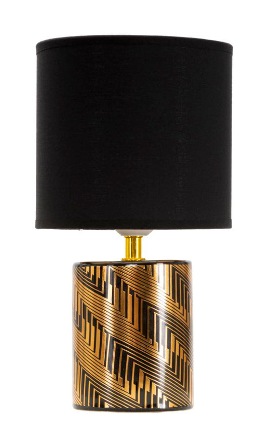 Lampada da Tavolo Glam Dark Ø 15x28 Min 2 cm in Ceramica e Poliestere