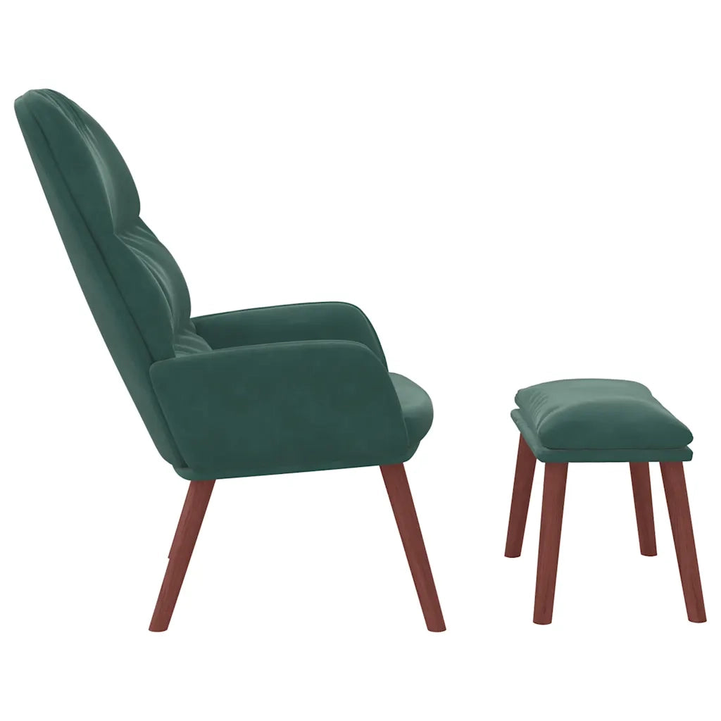 Poltrona Relax con Poggiapiedi Verde Scuro in Velluto 3315118