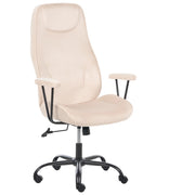 Sedia da ufficio in velluto beige chiaro con base girevole reclinabile e regolabile in altezza per l'ufficio domestico