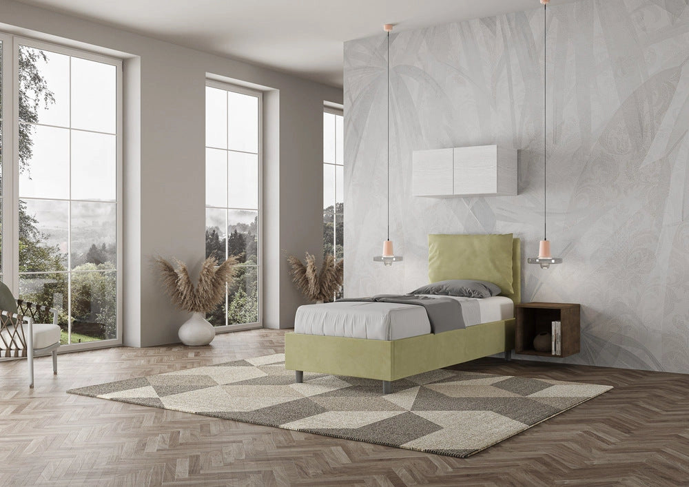 Letto Singolo 80x200 cm con Rete e Contenitore Antea Tè Verde
