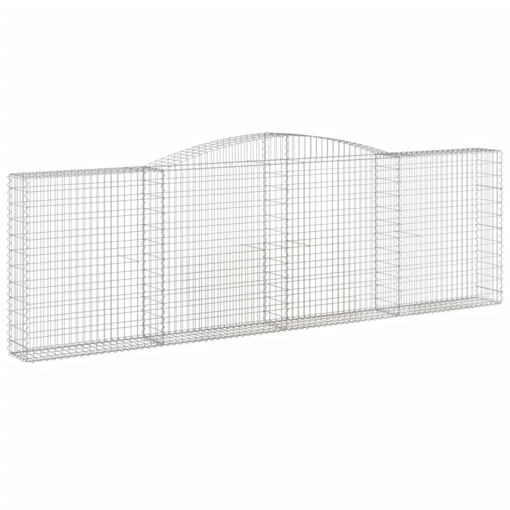 Cesto gabbione recinzione a gabbia muro di contenimento ad arco 400 x 30 x 120/140 cm ferro zincato argento 02_0040070