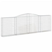 Cesto gabbione recinzione a gabbia muro di contenimento ad arco 400 x 30 x 120/140 cm ferro zincato argento 02_0040070