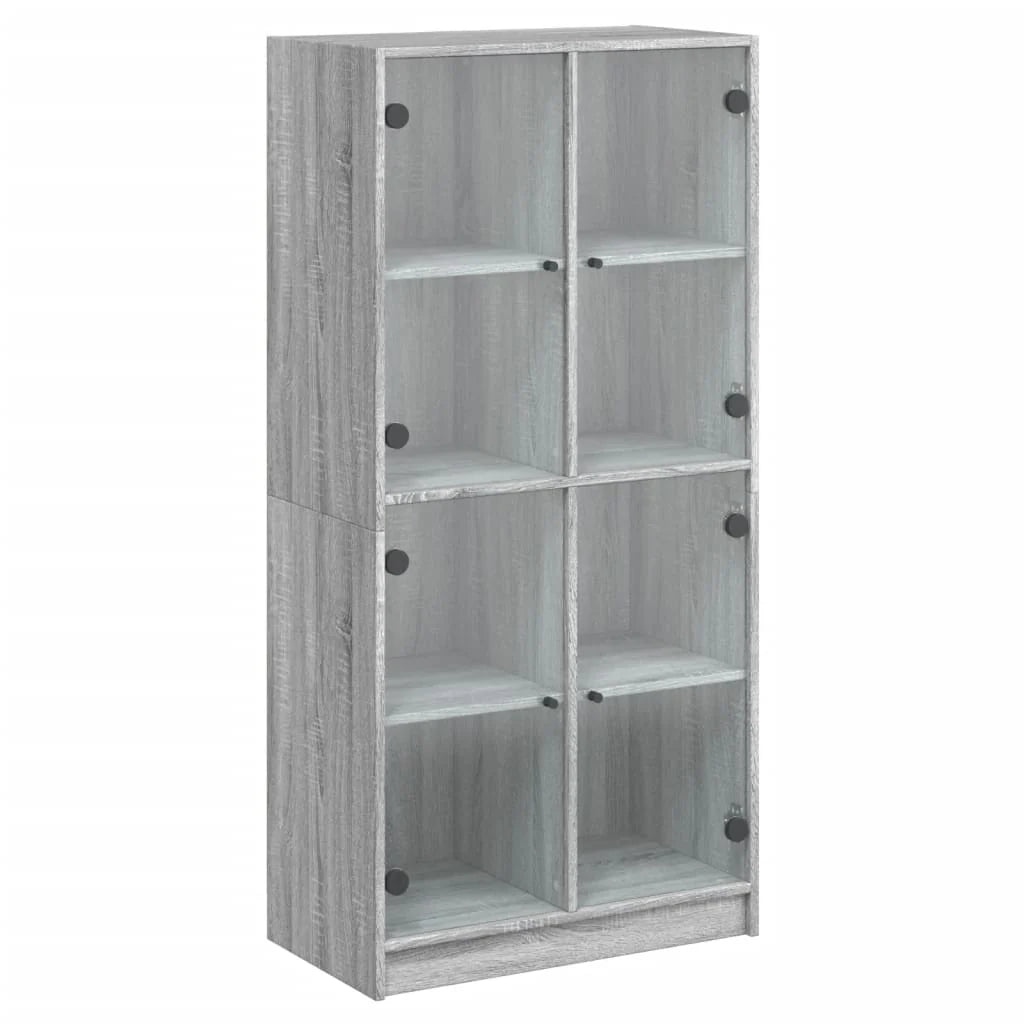 Buffet credenza cassettiera armadio mobile contenitore organizer cucina soggiorno salotto alto con ante rovere Sonoma 68 x 37 x 142 cm legno ingegnerizzato grigio 02_0032243