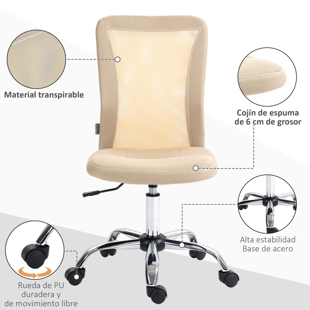 Sedia da ufficio girevole senza braccioli in rete ¨C Zephmum ¨C Beige 43x58x90-100 cm