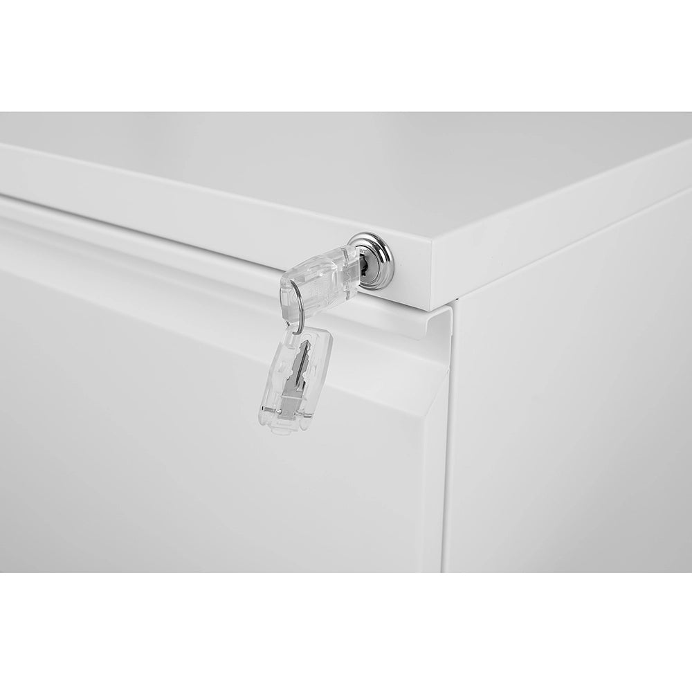Archivio metallico mobile a 2 cassetti con serratura - Xylo - 25,6 pollici di altezza, bianco