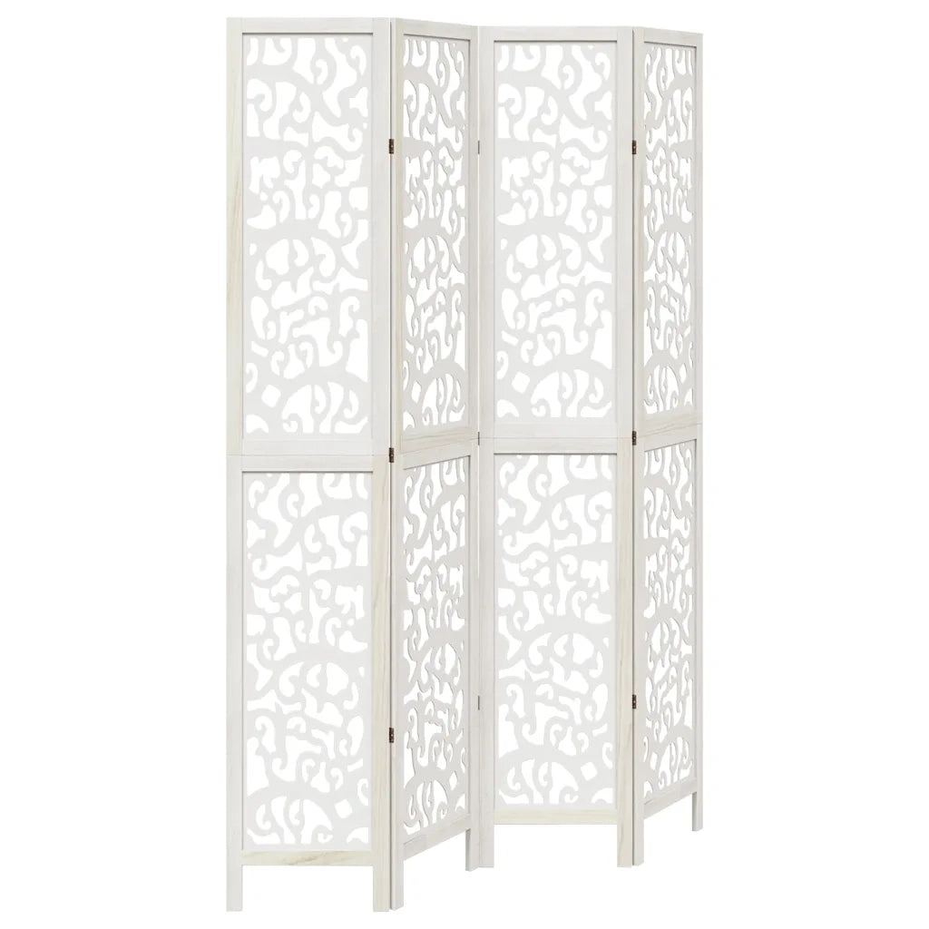 Divisorio Ambienti | Divider per stanze | Paravento 4Pannelli Bianco Legno Massello di Paulownia