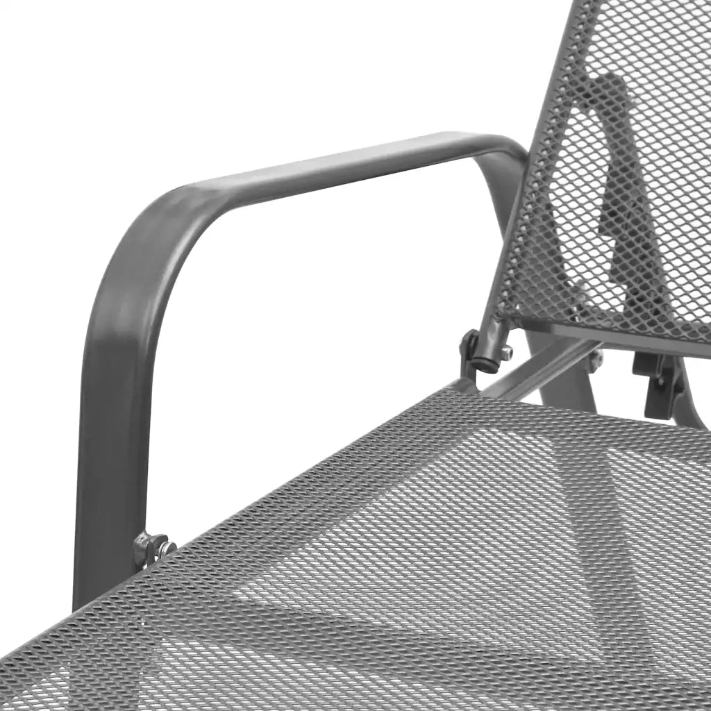 Lettini Prendisole 2 pz con Tavolino in Acciaio Antracite 42727