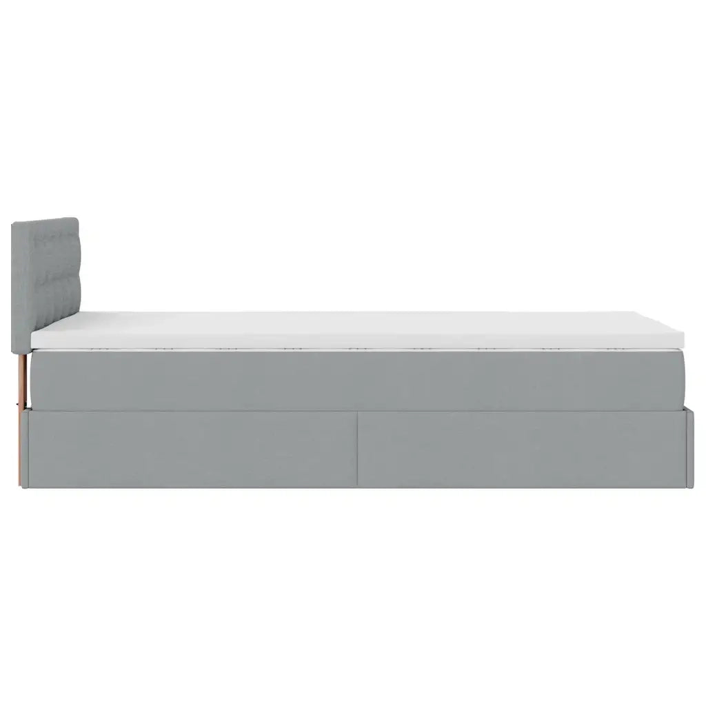 Pouf Letto con Materasso Grigio Chiaro 100x200 cm in Tessuto 3311601