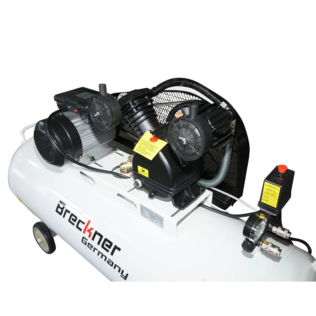 Compressore d'aria a cinghia da 200 litri, motore a V a 2 cilindri da 2,2 kW/3 CV, pressione massima 8 bar, volume di aspirazione dell'aria 325 l/min Breckner Germany