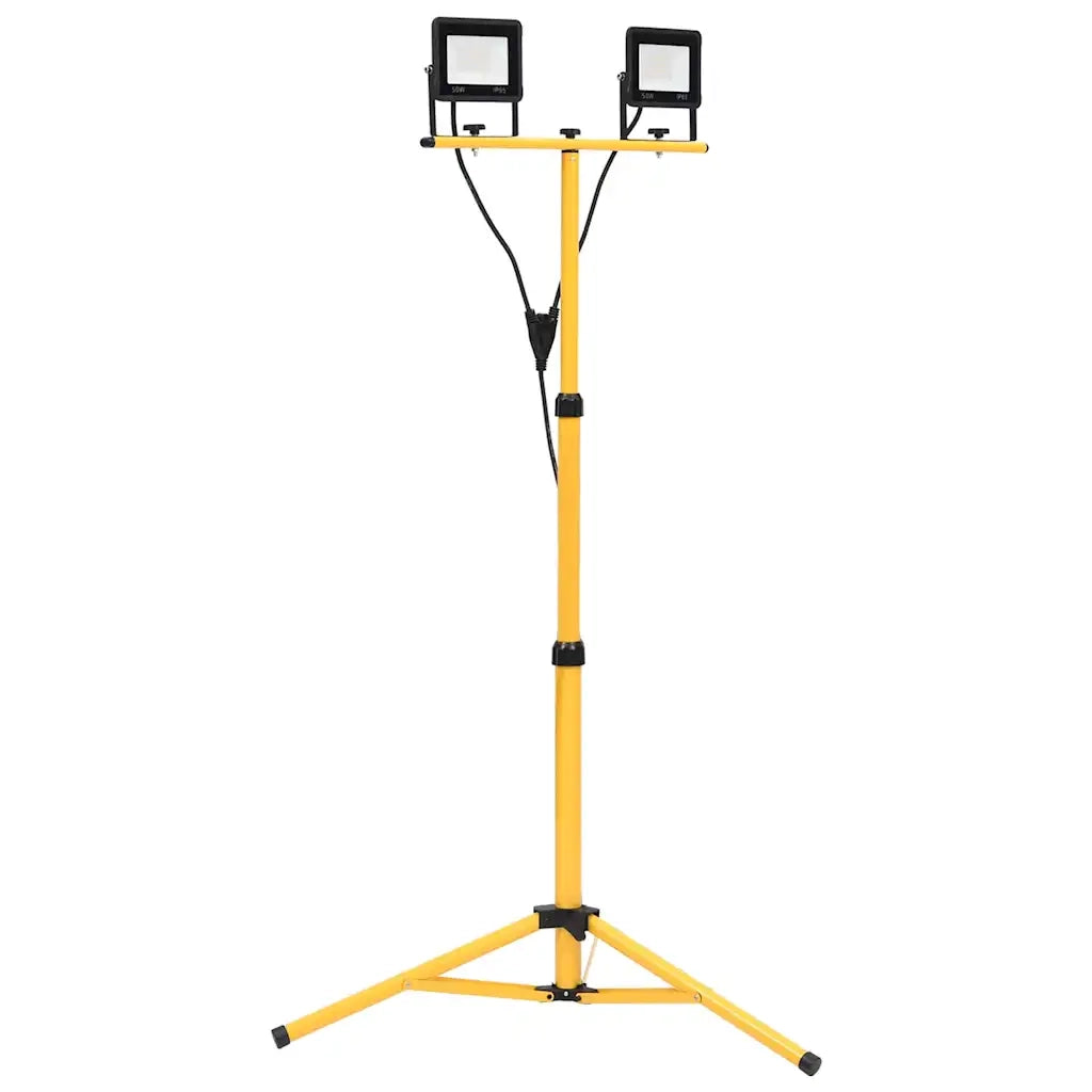 Faretto a LED con Treppiede 2x50 W Bianco Caldo