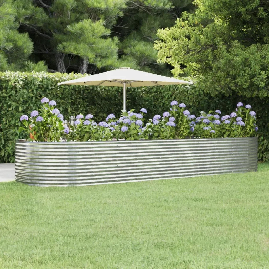 Fioriere | Cassetta per fiori | Letto Giardino Acciaio Zincato 447x140x68 cm Argento