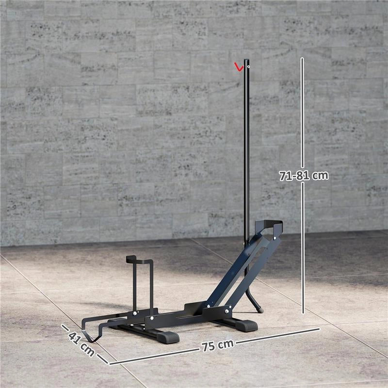 RASTRELLIERA PER BICI REGOLABILE CON TUBO DI SUPPORTO, IN ACCIAIO E PLASTICA, 75X41X71-81 CM, NERO