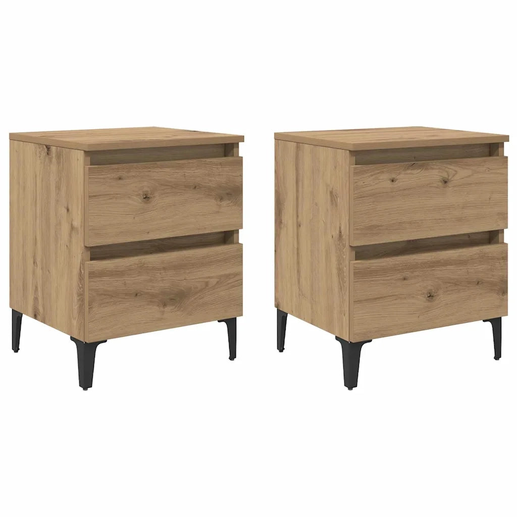 Armadio da Notte 2 pz Rovere artigianale 40 x 35 x 50 cm 871921