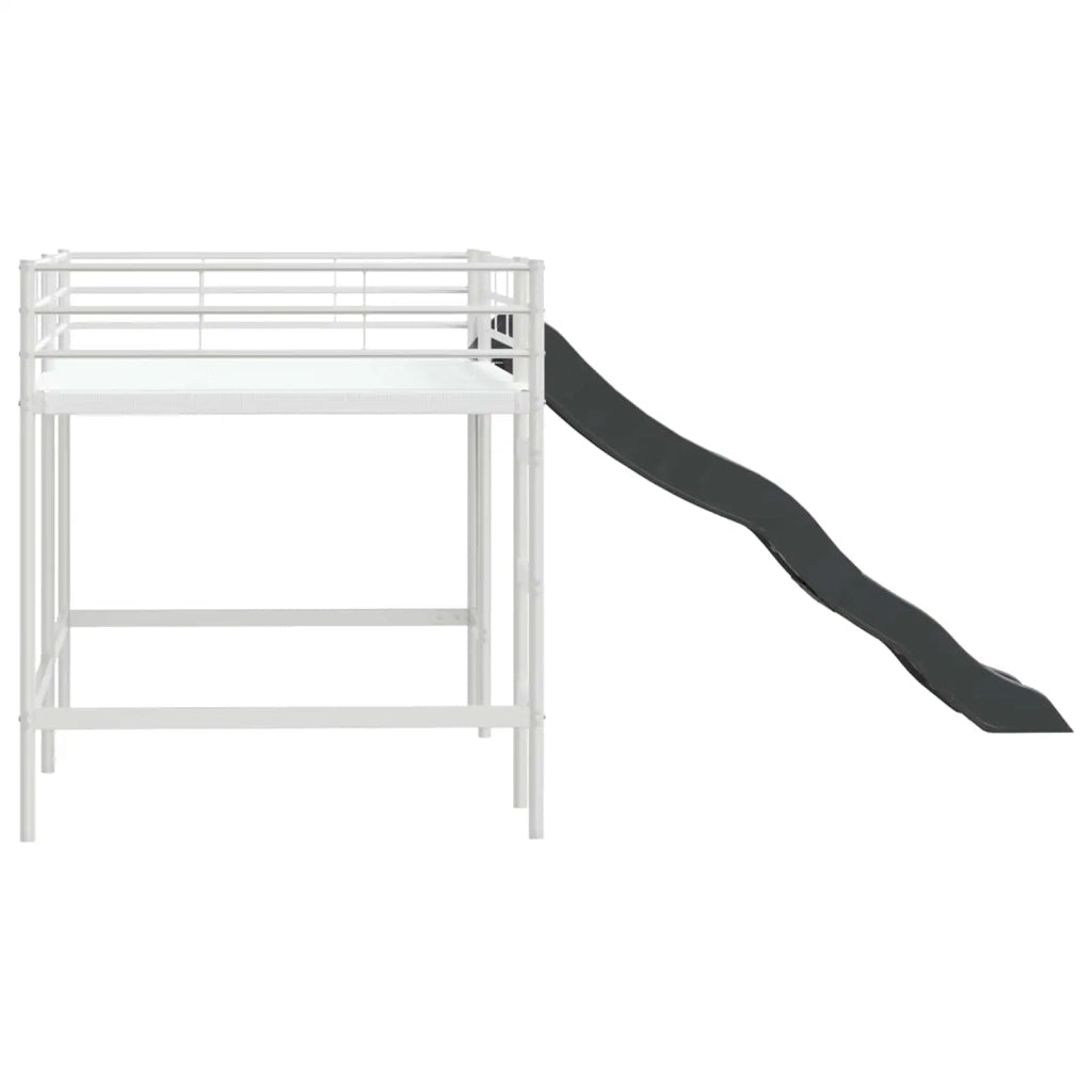 Letto loft per Bambini | Letto Infantile | Lettino con scivolo Bianco e Antracite
