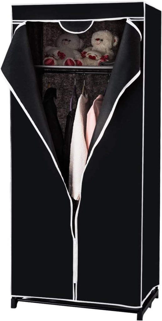 Armadio in Tessuto Armadio Cabina Pieghevole con Asta Appendiabiti, Vari Colori Disponibili, 75 x 50 x 170cm (Nero)