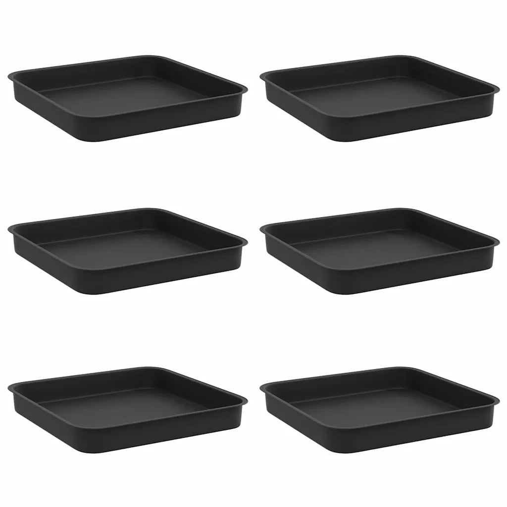 Vassoio Quadrato per Fiori 6 pcs Nero 15 x 15 x 2 cm Plastica 42020361