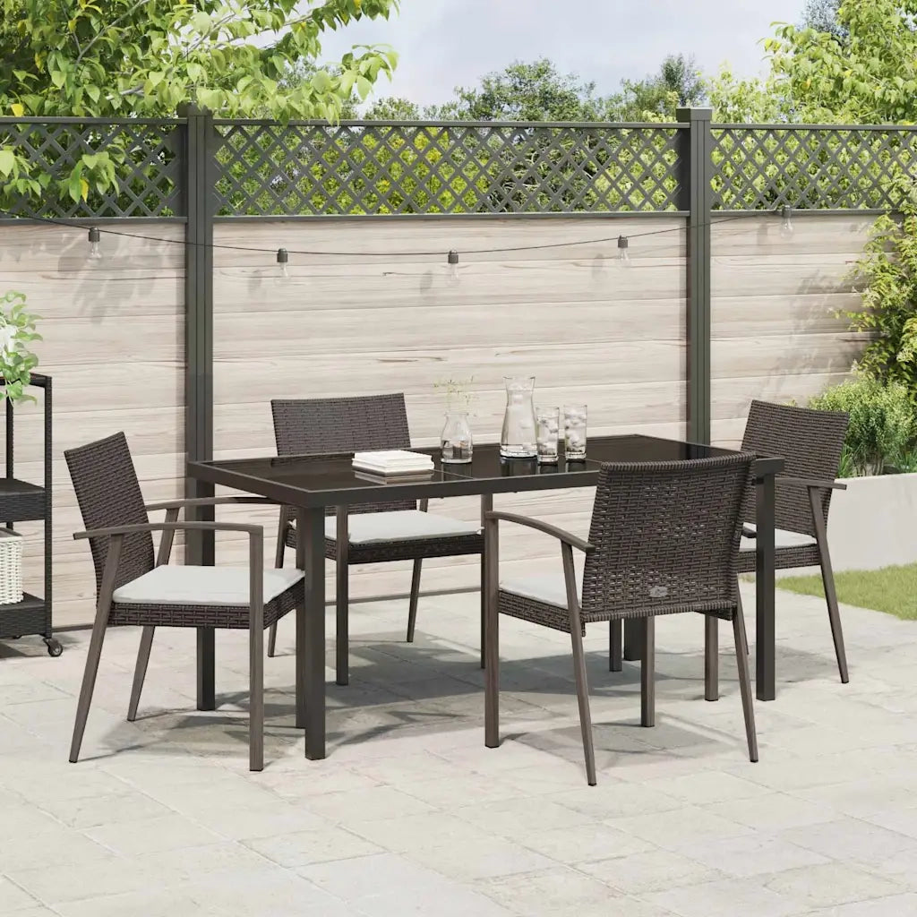 Set da Pranzo per Giardino 5 pcs Marrone e Nero Rattan in PE 3379061