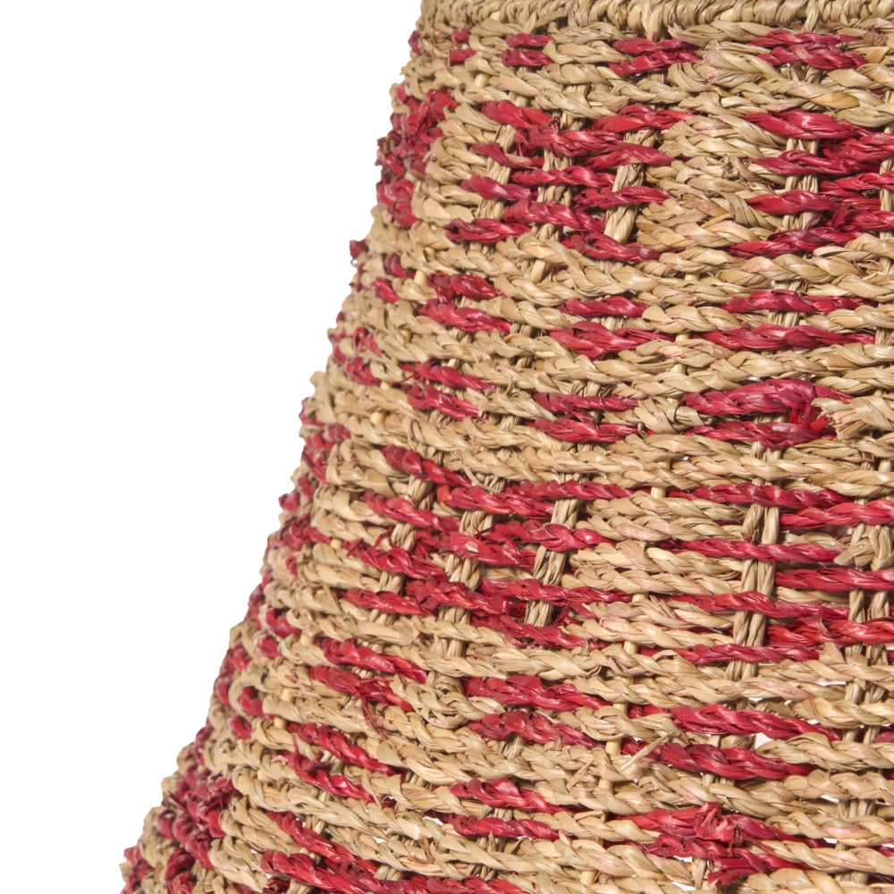 CopriBase dell'albero di Natale in alghe naturali con accessori tondi rossi ⌀ 52 cm fatti a mano