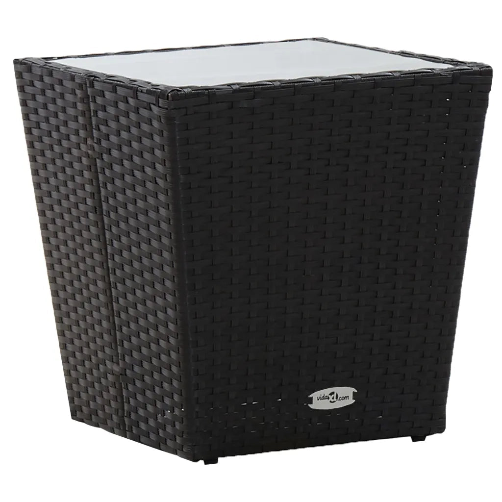 Set da Bistrò 3 pz con Cuscini Nero Polyrattan e Vetro 3278740
